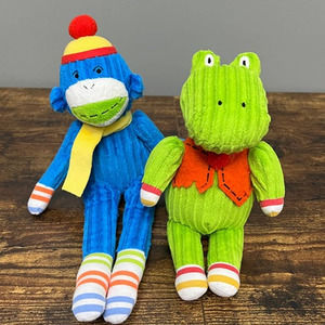 Monkeez Corduroy Ribbed Blue Money & Green Alligator Plush Set‎